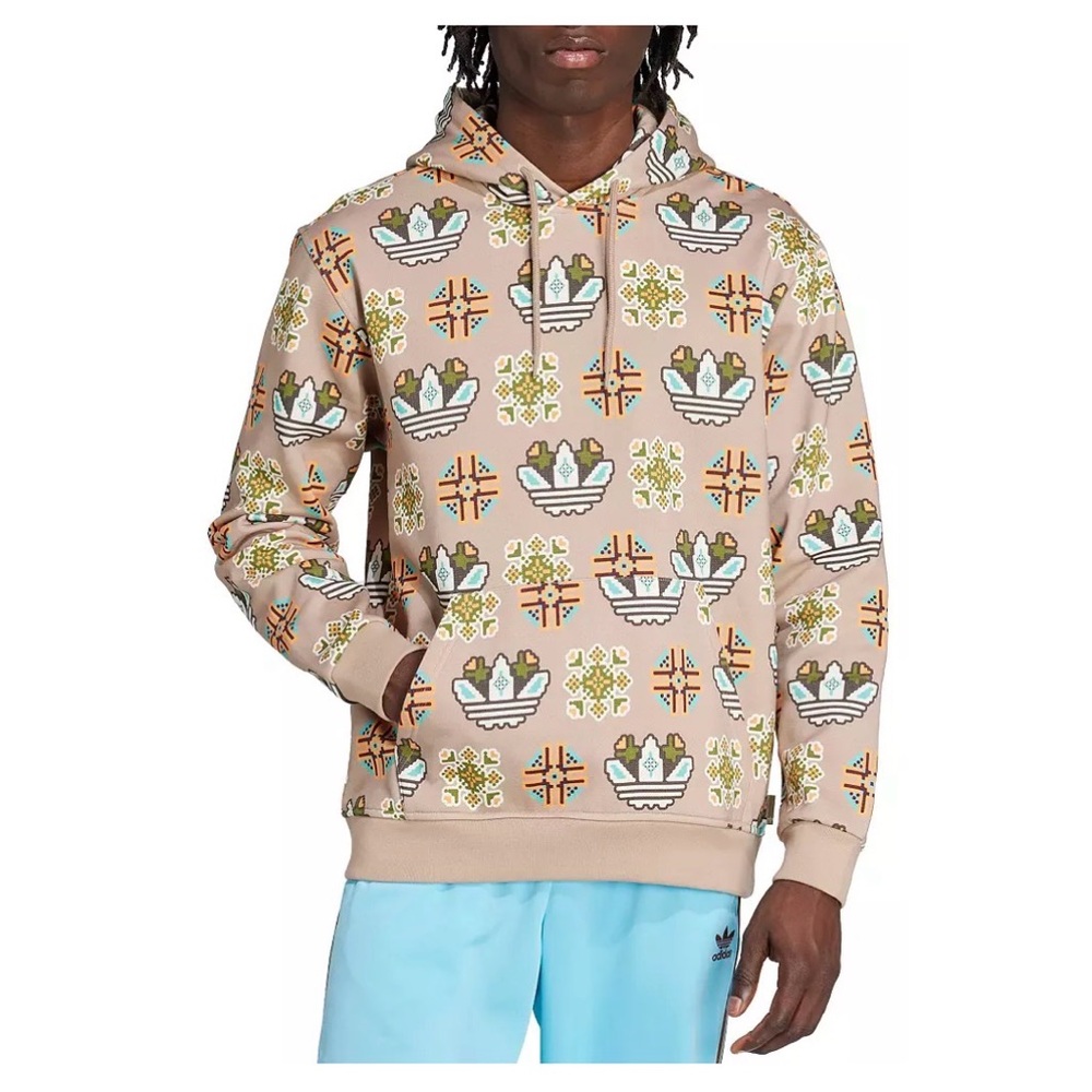 Adidas Beige Patterned Southwest Hoodie Men S New!